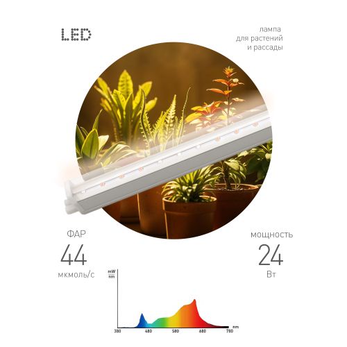 светильник светодиодный (фитолампа) green line фито-24w-pfr-gr 24вт ip20 линейный для растений полного спектра эра б0069718 от BTSprom.by