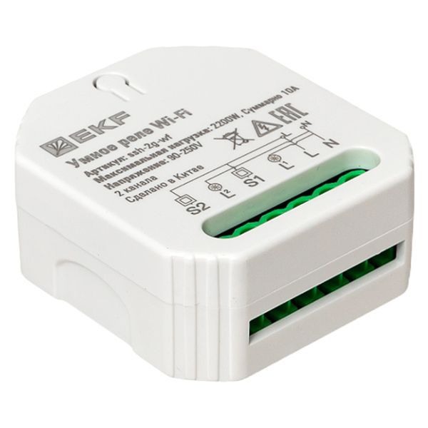  Реле в подрозетник 2-канальное Умное Wi-Fi Connect EKF ssh-2g-wf фото в каталоге от BTSprom.by