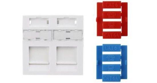 вставка 45х45 (аналог mosaic) для 2х модулей keystone jack со шторками sip3-2k-m45-45 hyperline 426177 от BTSprom.by