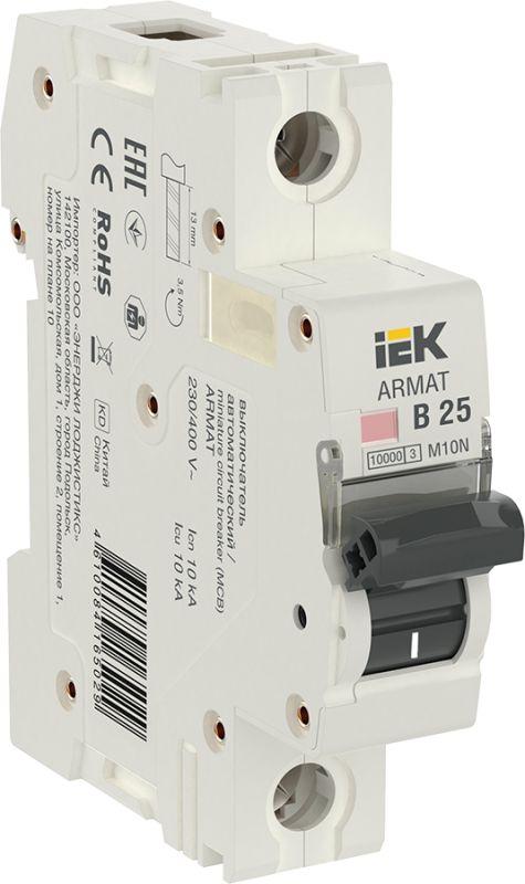 выключатель автоматический модульный 1п b 25а m10n armat iek ar-m10n-1-b025 от BTSprom.by