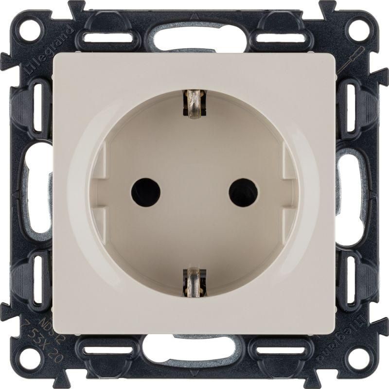 розетка 1-м сп valena life 16а ip20 250в 2p+e защ. шторки безвинтов. клеммы с лицев. панелью механизм сл. кость leg 753520 от BTSprom.by