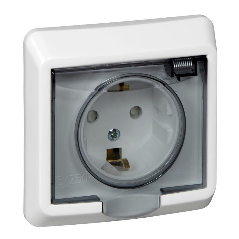 розетка 1-м сп этюд 16а ip44 250в с заземл. защ. шторки бел. se pc16-044b от BTSprom.by