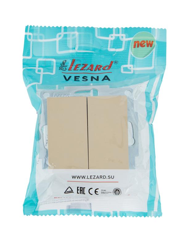  Выключатель двойной VESNA зол. LEZARD 742-3688-101 фото в каталоге от BTSprom.by