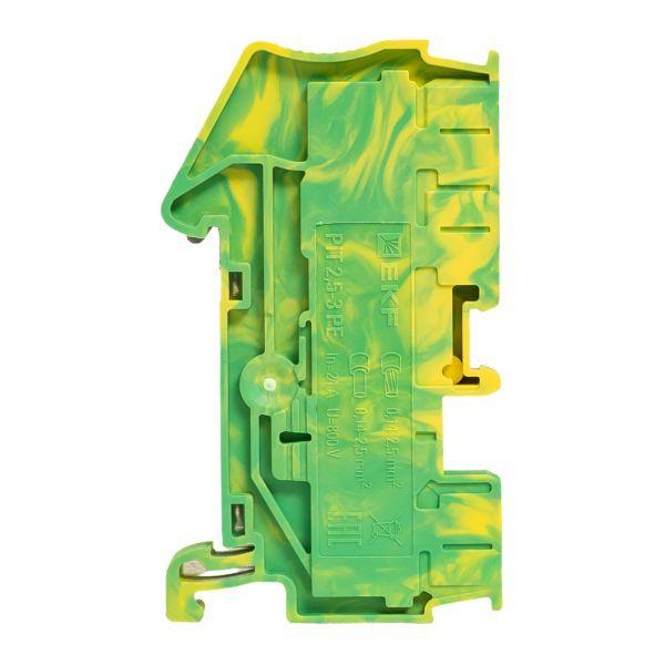  Колодка клеммная пружинная 2.5 Push-in 3 вывода земля EKF PIT-2.5-3-pe фото в каталоге от BTSprom.by