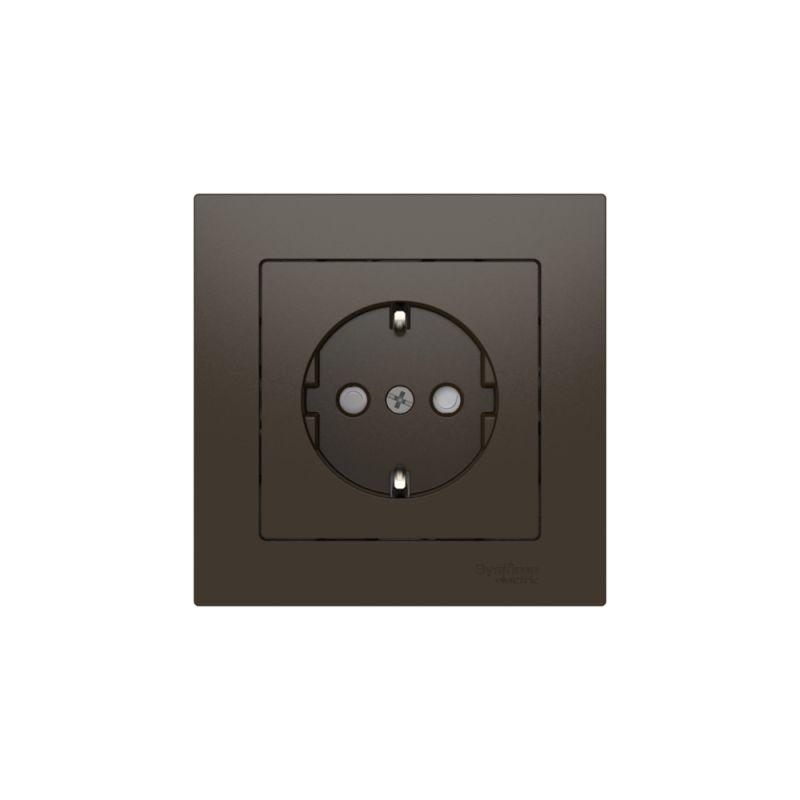  Розетка AtlasDesign 16А с заземл. защ. шторки быстрозажим. клем. в сборе мокко SE ATN000644S фото в каталоге от BTSprom.by