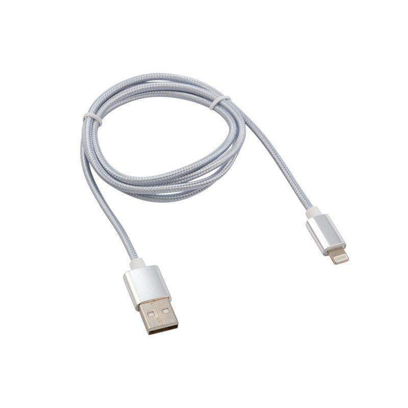 кабель usb-lightning 1м серебристая нейлоновая оплетка rexant 18-7051 от BTSprom.by