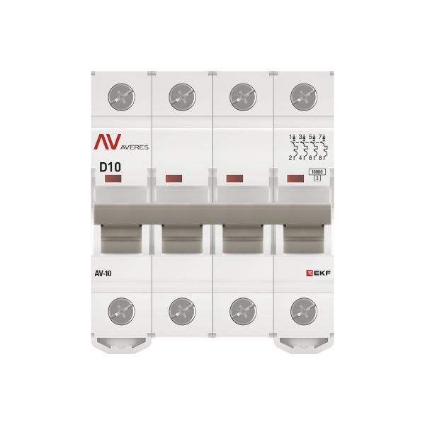  Выключатель автоматический модульный 4п D 10А 10кА AV-10 AVERES EKF mcb10-4-10D-av фото в каталоге от BTSprom.by