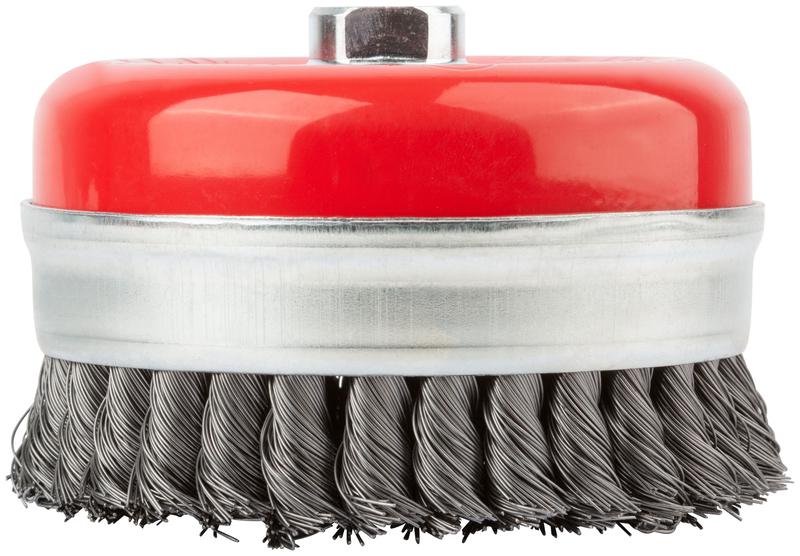  Корщетка-чашка гайка М14 стальная витая проволока с бандажом профи 125мм FIT 39512 фото в каталоге от BTSprom.by