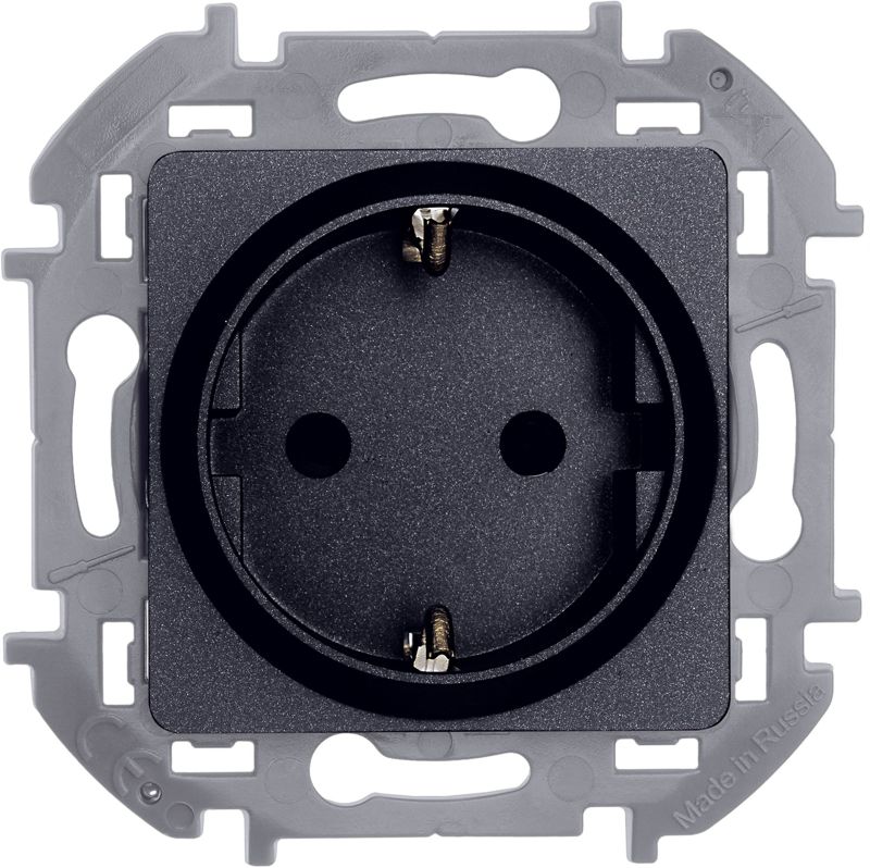  Розетка 1-м СП Inspiria 16А IP20 250В 2P+E защ. шторки немецк. стандарт механизм антрацит IEK 673733 фото в каталоге от BTSprom.by