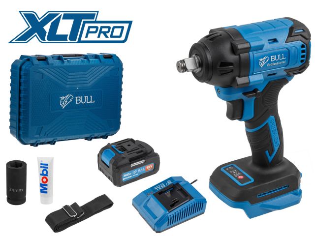 аккум. ударный гайковерт bull sc 1804 в чем. xltpro бесщет., 18 в, 400 н*м, 1/2", 1х4 а*ч, з/у 4 а (вес 2.0 кг) 0329204 от BTSprom.by