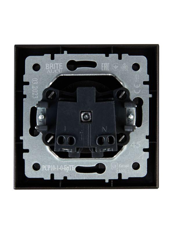  Розетка СП BRITE РСР10-1-0-БрТБ 10А в сборе без заземл. без защ. шторок бр. IEK BR-R10-10-K45-F фото в каталоге от BTSprom.by