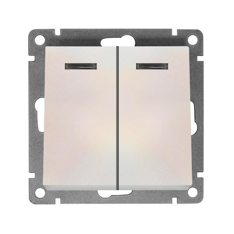 выключатель 2-кл. сп афина 10а ip20 с подсветкой механизм жемчуг universal a0123-obr от BTSprom.by