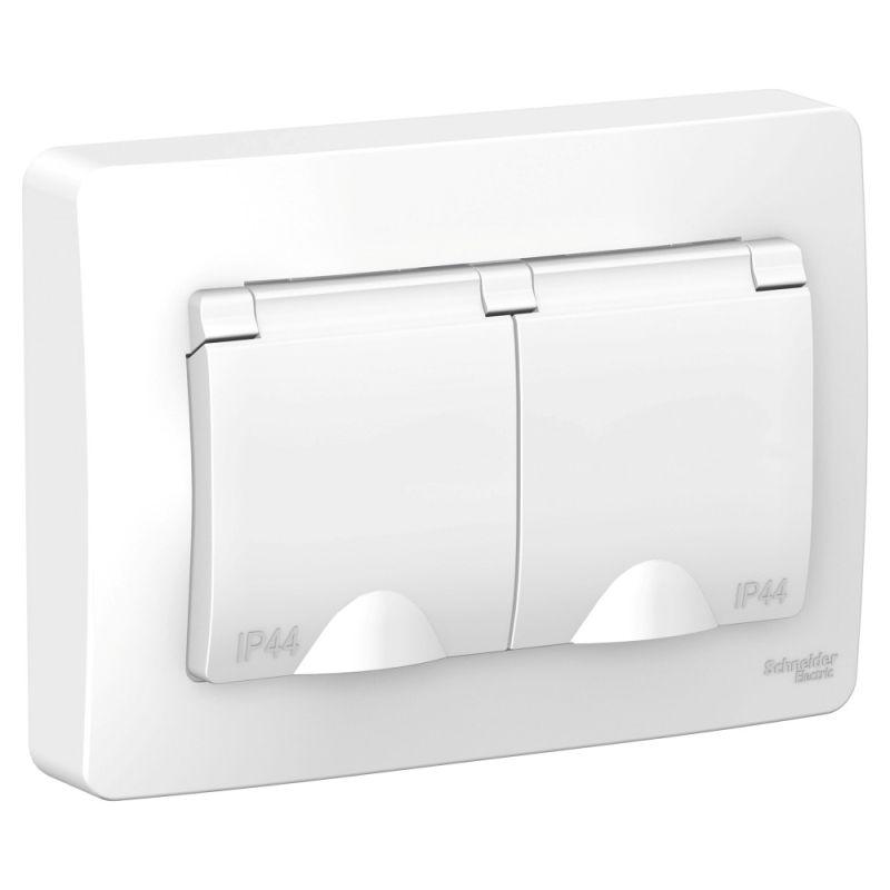 розетка 2-м сп blanca 16а ip44 250в с заземл. защ. шторки с крышкой бел. se blnrs441121 от BTSprom.by