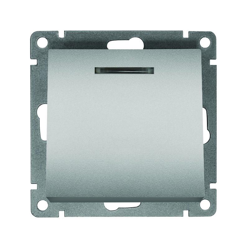 выключатель 1-кл. сп афина 10а ip20 с подсветкой механизм серебр. universal a0121-s от BTSprom.by