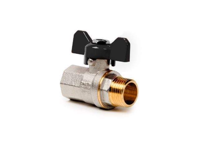 кран шаровый 1/2" нар. вн. бабочка pn40 никел., ртп (ростурпласт) 27928 от BTSprom.by