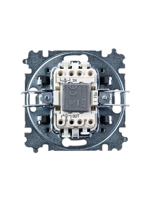  Выключатель 1-кл. СП Levit IP20 с подсветкой сталь/дым. черн. ABB 2CHH590146A6069 фото в каталоге от BTSprom.by