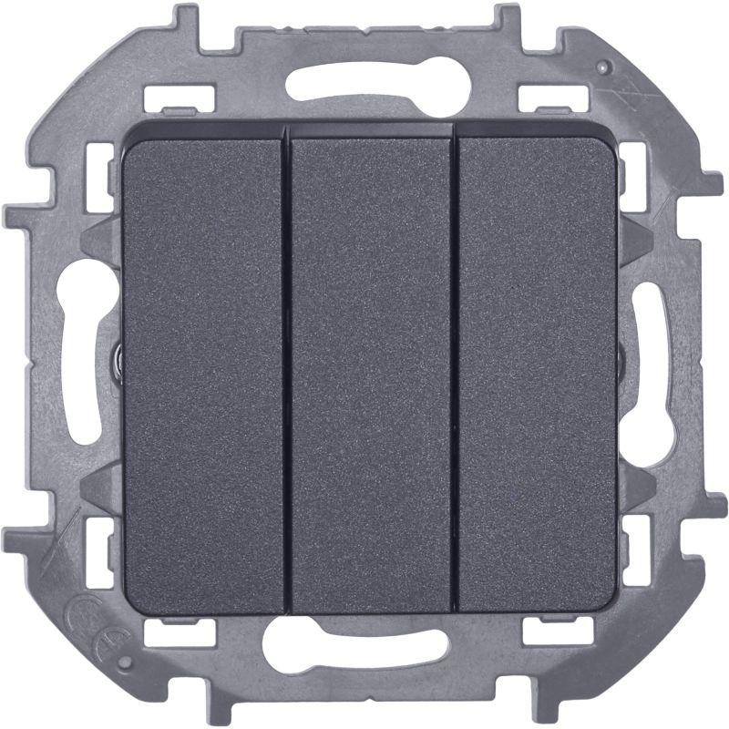  Выключатель 3-кл. Inspiria 10АХ 250В винтов. зажимы антрацит Leg 673543 фото в каталоге от BTSprom.by