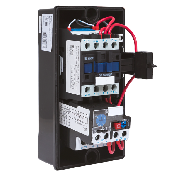  Пускатель в корпусе КМЭ 9А 400В с РТЭ Ir-1-1.6А и индикатором IP65 EKF ctrp-r-9-400v-1.6A-led фото в каталоге от BTSprom.by