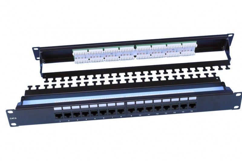патч-панель pp3-19-16-8p8c-c6-110d 19дюйм 1u 16 портов rj45 кат.6 dual idc rohs черн. (задн. каб. организат. в компл.) hyperline 246105 от BTSprom.by