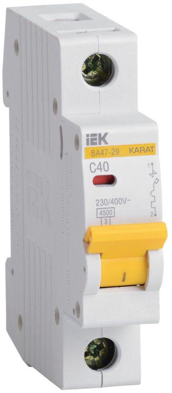 выключатель автоматический модульный 1п c 40а 4.5ка ва47-29 karat iek mva20-1-040-c от BTSprom.by