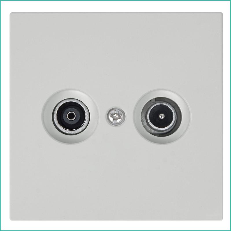 розетка телевизионная оконечная tv + fm 2-м сп fd ф9.5мм с накладкой механизм тауп матов. soft touch jasmart fd6204ptm от BTSprom.by