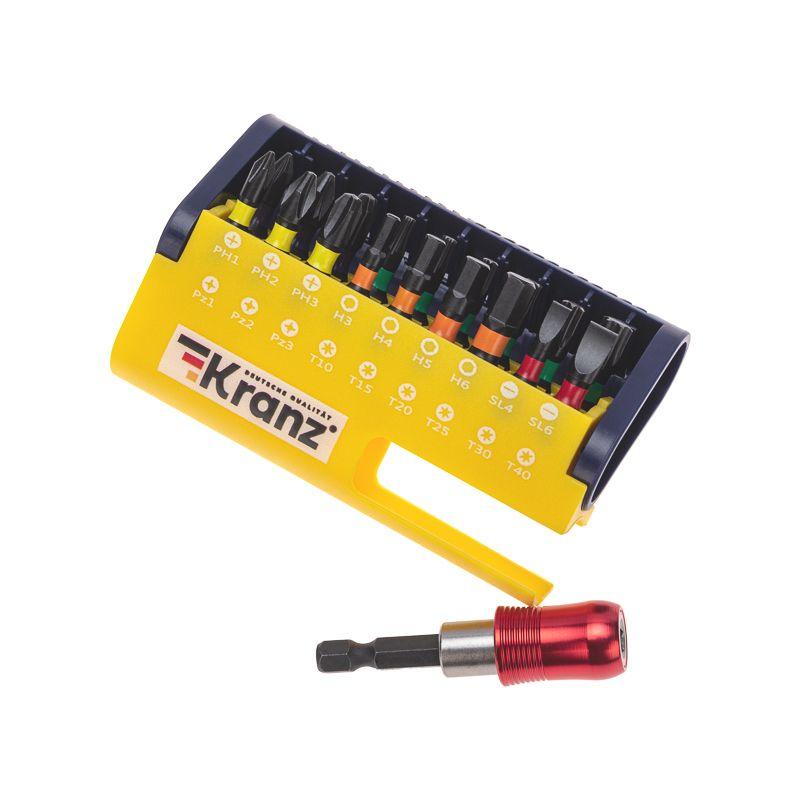  Набор бит с магнитным держателем пластиковый кейс 19 шт Kranz KR-92-0465 фото в каталоге от BTSprom.by