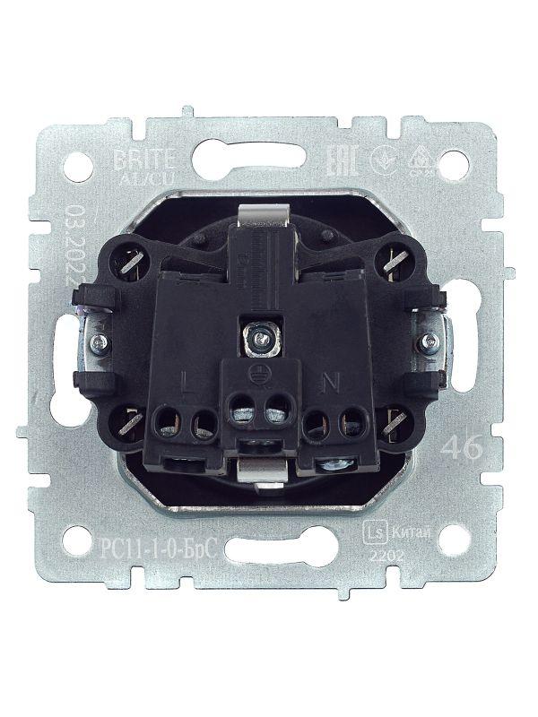  Розетка 1-м СП BRITE РС11-1-0-БрС 16А с заземл. без защ. шторки механизм сталь IEK BR-R11-16-K46 фото в каталоге от BTSprom.by