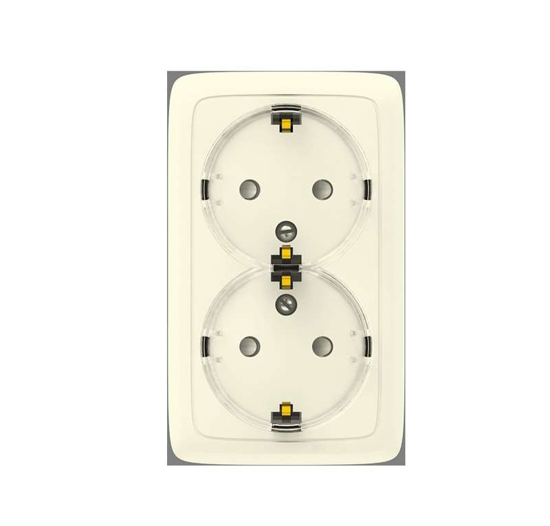 розетка 2-м оп альфа 16а ip20 250в с заземл. с изолир. пластиной (стакан) сл. кость hegel ра16-183-01 от BTSprom.by