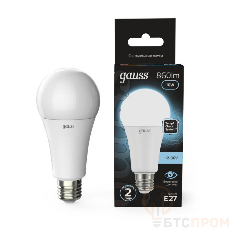 Лампа светодиодная Black 10Вт A60 грушевидная 4100К нейтр. бел. E27 860лм 12-36В AC/DC GAUSS 202502210 фото в каталоге от BTSprom.by