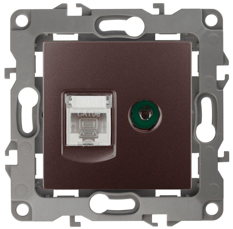 розетка компьютерная + телевизионная эра12 12-3110-13 rj45 + tv ip20 бронз. эра б0027448 от BTSprom.by