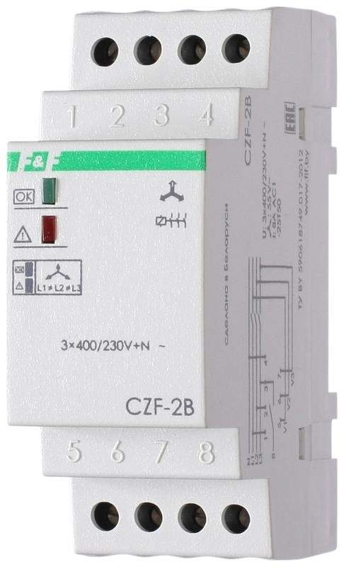 реле контроля наличия фаз czf-2b (монтаж на din-рейке 35мм 3х400/230+n 8а 1z ip20) f&f ea04.003.002 от BTSprom.by