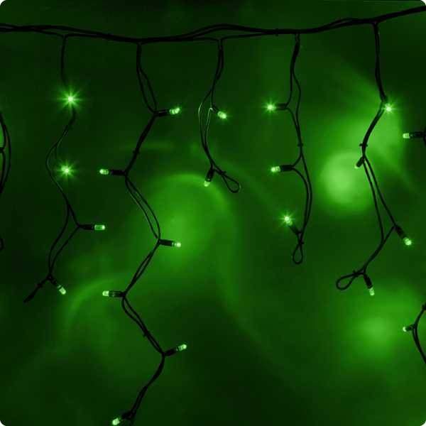 гирлянда айсикл (бахрома) светодиодный, 4,0 х 0,6 м, черный провод "каучук", 230 в, диоды зеленые, 128 led neon-night от BTSprom.by
