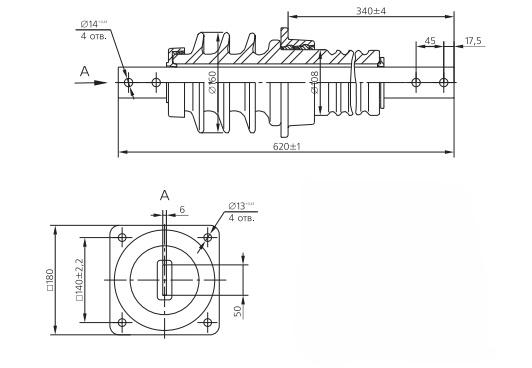 изолятор фарфоровый проходной усиленный ипу-10/630-7.5 ухл1 юаиз 00-00026320 от BTSprom.by
