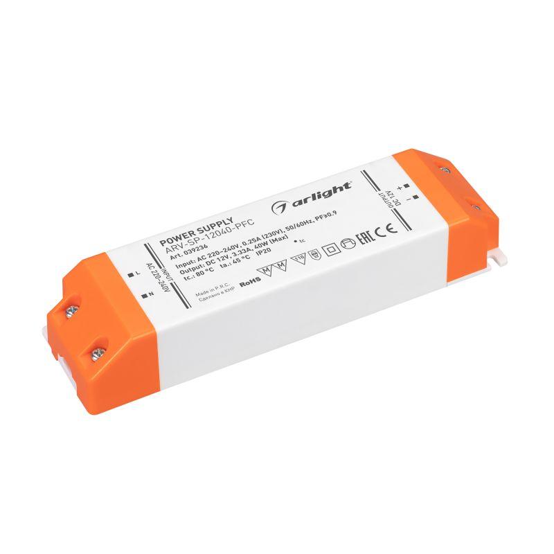 блок питания arv-sp-12040-pfc (12в 3.33а 40вт) (ip20 пластик) arlight 039236 от BTSprom.by