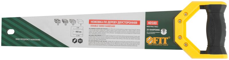  Ножовка по дереву двусторонняя каленый средний/мелкий зуб 7 TPI/11 ТPI 400мм FIT 40580 фото в каталоге от BTSprom.by