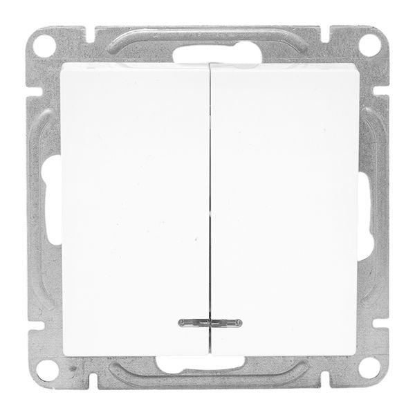  Выключатель 2-кл. СП Эпика с подсветкой механизм бел. EKF UP1-SWW-24 фото в каталоге от BTSprom.by