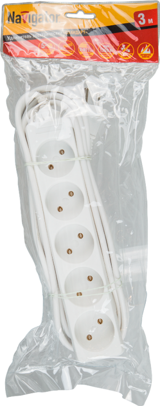 удлинитель 5х5м без заземл. 10а ip20 npe-s-05-500-x-2х0.75 2х0.75 navigator 71554 от BTSprom.by