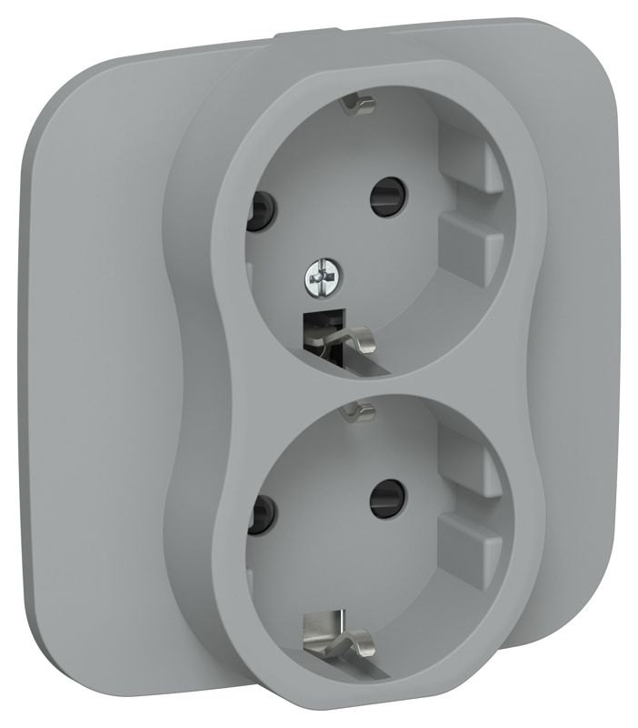 розетка 2-м сп flite рсш12-1-а-флс 16а с заземл. с защ. шторками безвинтовое крепление в сборе механизм сер. iek fi-r24a-16-1-k03 от BTSprom.by