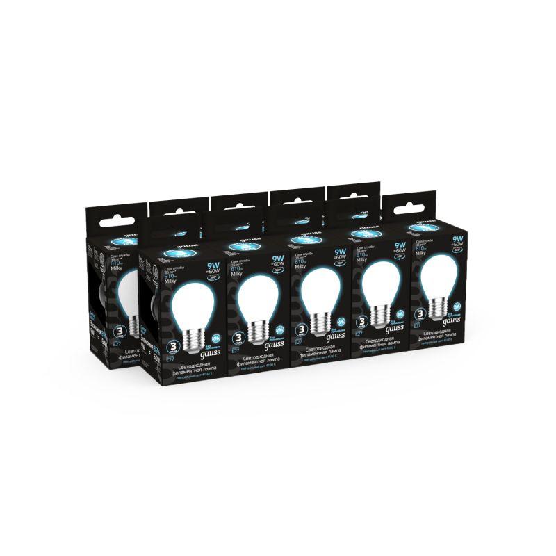 Лампа светодиодная филаментная Black Filament 9Вт P45 шар матовая 4100К нейтр. бел. E27 610лм GAUSS 105202209 фото в каталоге от BTSprom.by