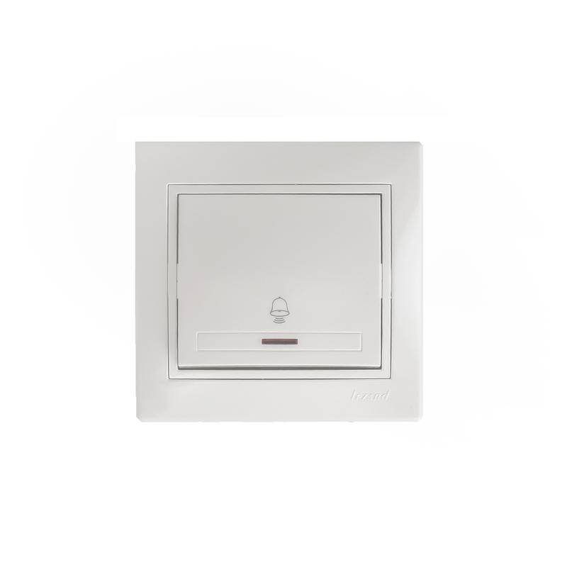 кнопка звонка mira с подсветкой бел. с бел. вставкой lezard 701-0202-108 от BTSprom.by