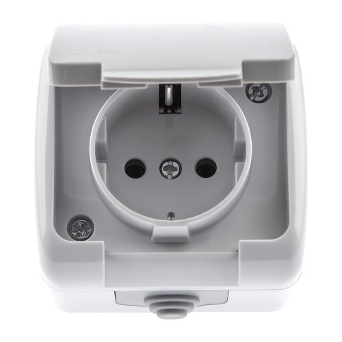  Розетка 1-м ОП Atlantic 5-201-03 16А IP54 250В 2P+E Schuko с заземл. сер. Intro Б0050945 фото в каталоге от BTSprom.by