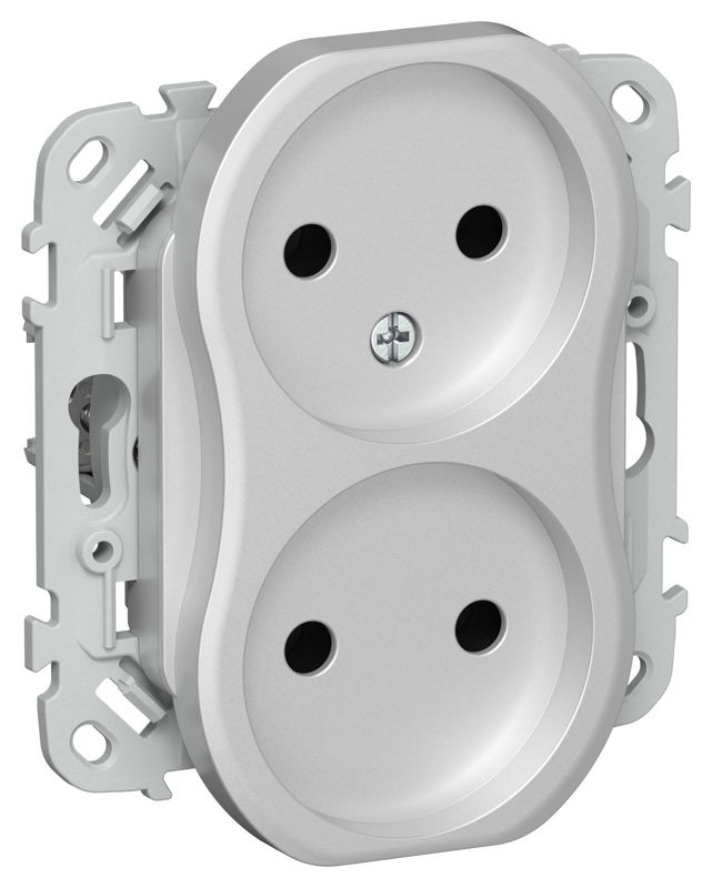 розетка 2-м сп flite рс02-1-фла 10а без заземл. без защ. шторок безвинтовое крепление механизм алюм. iek fi-r20-10-1-k47 от BTSprom.by