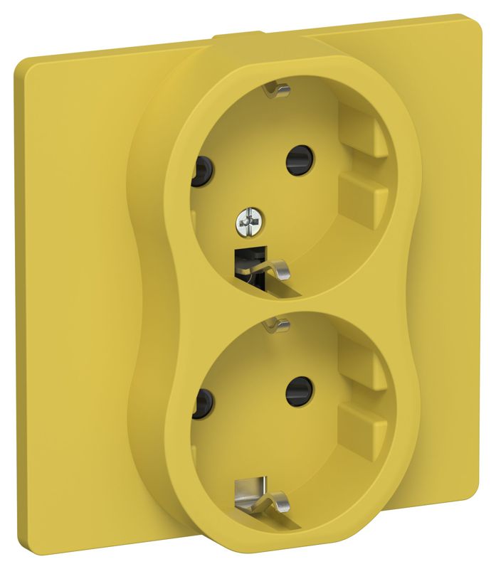 розетка 2-м сп flite рсш12-0-к-флжк 16а с заземл. с защ. шторками в сборе механизм желт. карри iek fi-r24c-16-k44 от BTSprom.by