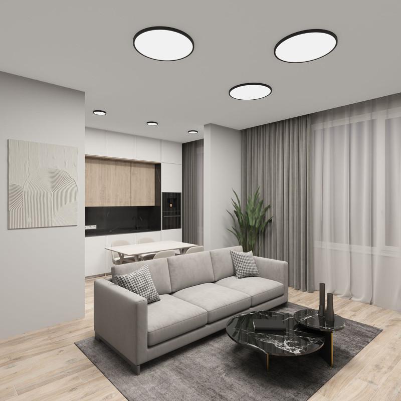  Светильник THIN 50Вт 3000К/4000К/6500К IP40 накладной переключатель цветовой температуры на корпусе полимер черн. DENKIRS 723086 фото в каталоге от BTSprom.by