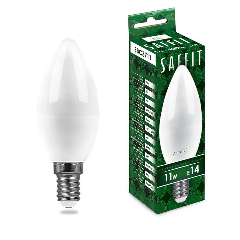 лампа светодиодная sbc3711 11вт c37 свеча 4000к e14 230в saffit 55133 от BTSprom.by