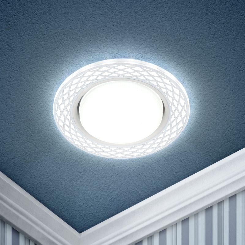 светильник светодиодный точечный dk ld37 wh/wh gx53 декор со светодиод. подсветкой бел./бел. эра б0037384 от BTSprom.by