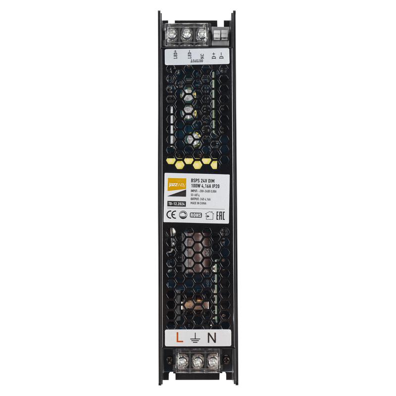 блок питания для светодиодной ленты 100вт 4.16а 24в ip20 bsps dim диммир. метал. pro+ jazzway 5035553 от BTSprom.by