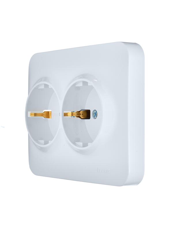  Розетка 2-м СП ASTI 16А IP20 без заземл. термопласт бел. LEZARD 7081-0200-128B фото в каталоге от BTSprom.by