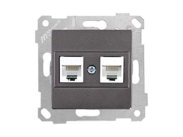 розетка компьютерная 2xrj45 (cat5e, скрытая, без рамки) дымчатая, rita, mutlusan 2200 138 0195 от BTSprom.by