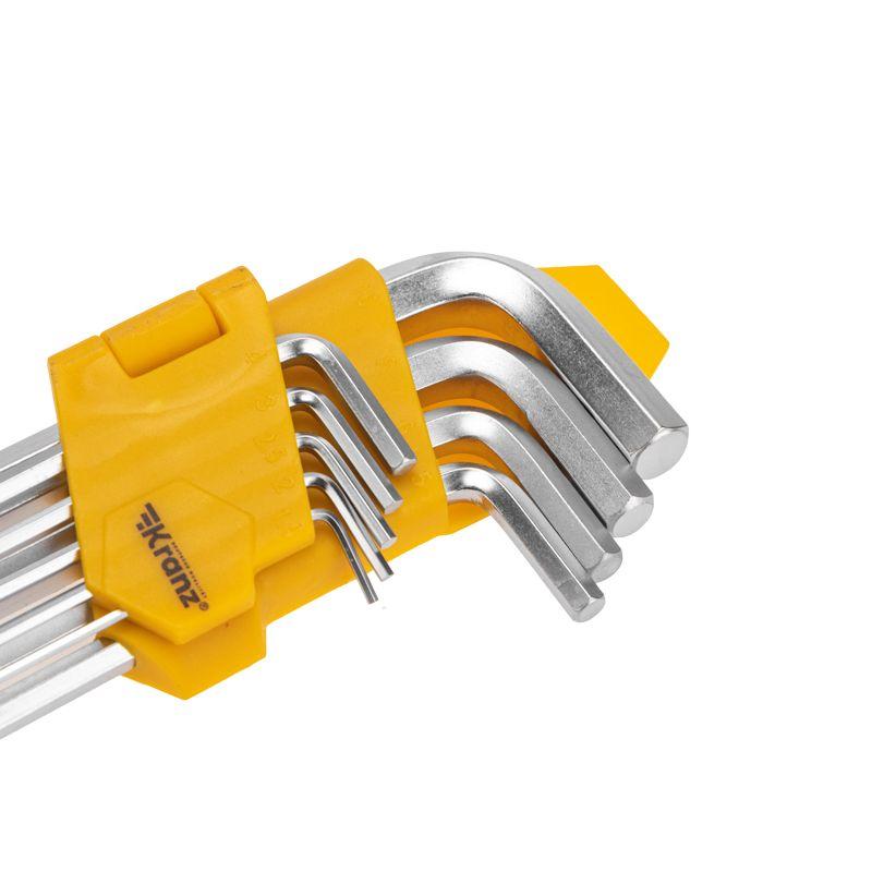  Набор ключей имбусовых HEX 1.5-10мм CrV 9шт удлиненные с шаром Kranz KR-12-5211 фото в каталоге от BTSprom.by